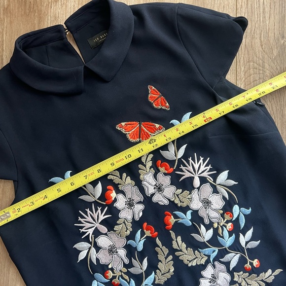 TED BAKER Kyoto Garden print embroidered floral butterfly collar blouse top - Picture 10 of 13